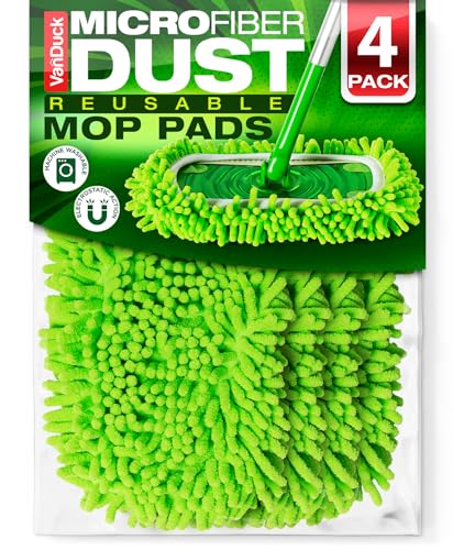 Image of VanDuck Reusable Microfiber Dust Mop Refill for Swiffer Sweeper (4-Pack) | Mop not included, reusable microfiber floor duster, pet hair & dust replacement pads