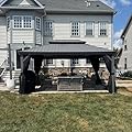 PURPLE LEAF 12' x 16' Hardtop Aluminum Gazebo with Double Metal Roof Heavy Duty Permanent Gazebo for Patio Deck Lawn Garden All Weather Outdoor Pavilion Gazebos, Light Grey