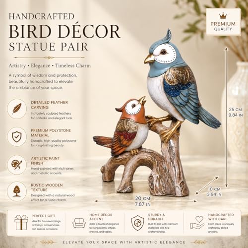 Image of ARMONIA Vintage Birds Decorative Statue for Home Decor | Italian Designer Bird Couple Showpiece | Premium Polystone Figurine | Best Romantic Gift for Girlfriend, Wife & Couples (9.8 Inch Height)