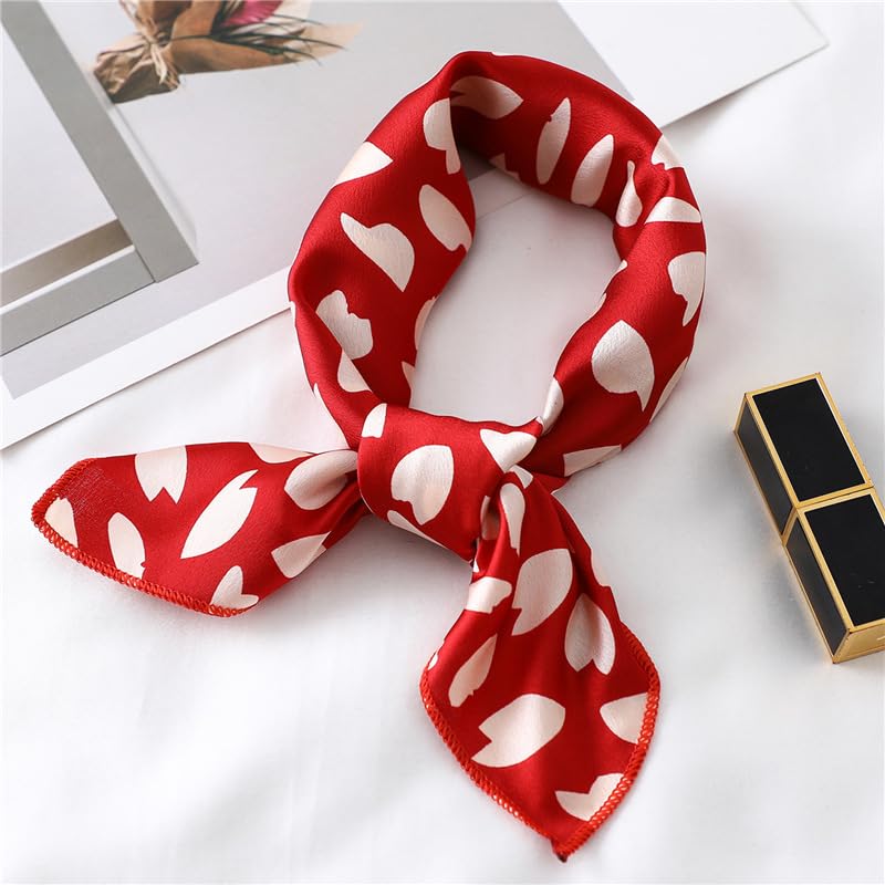 Women Love-Heart Small-Square-Scarves Silk-Feeling-Satin Scarf Tie-Scarves for Handbags/Neck/Head/Wrist Acc 19X19 Inch3