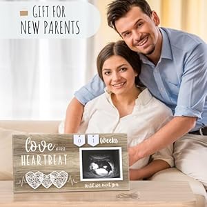 Baby Sonogram Picture Frame with Countdown Weeks - 3 Hearts Design, 4"x3" Ultrasound Photo, Pregnancy Announcements, Gender Reveal Baby-Shower Gift, New Mom Expecting Parents to Be Keepsake Gifts Baby Sonogram Picture Frame with Countdown Weeks 3 Hearts Design 4×3 Ultrasound Photo Pregnancy Announcements Gender Reveal Baby Shower Gift New Mom Expecting Parents to Be Keepsake Gifts