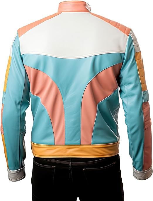 Image of Men's Biker Multi Color Leather Jacket, Leather Biker Jacket for Men, Faux Leather Biker Bomber Jacket