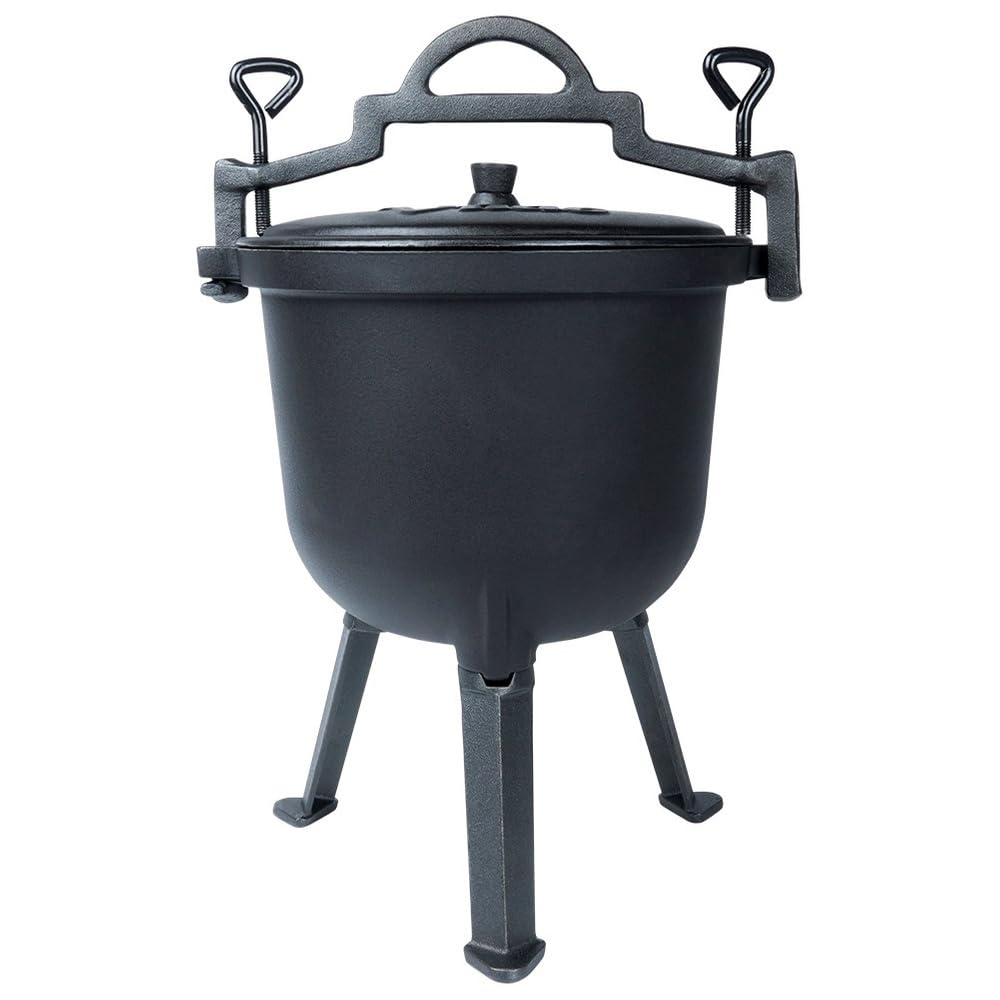 Vilde Gusseiserner Kessel auf Füßen mit Deckel - 8 Liter Hexenkessel Gusseisen Schwarz - Ideal für Garten, Camping, Grill - 25,5 cm Durchmesser - Robuster, Hitzebeständiger Cauldron für Fleisch/Gemüse