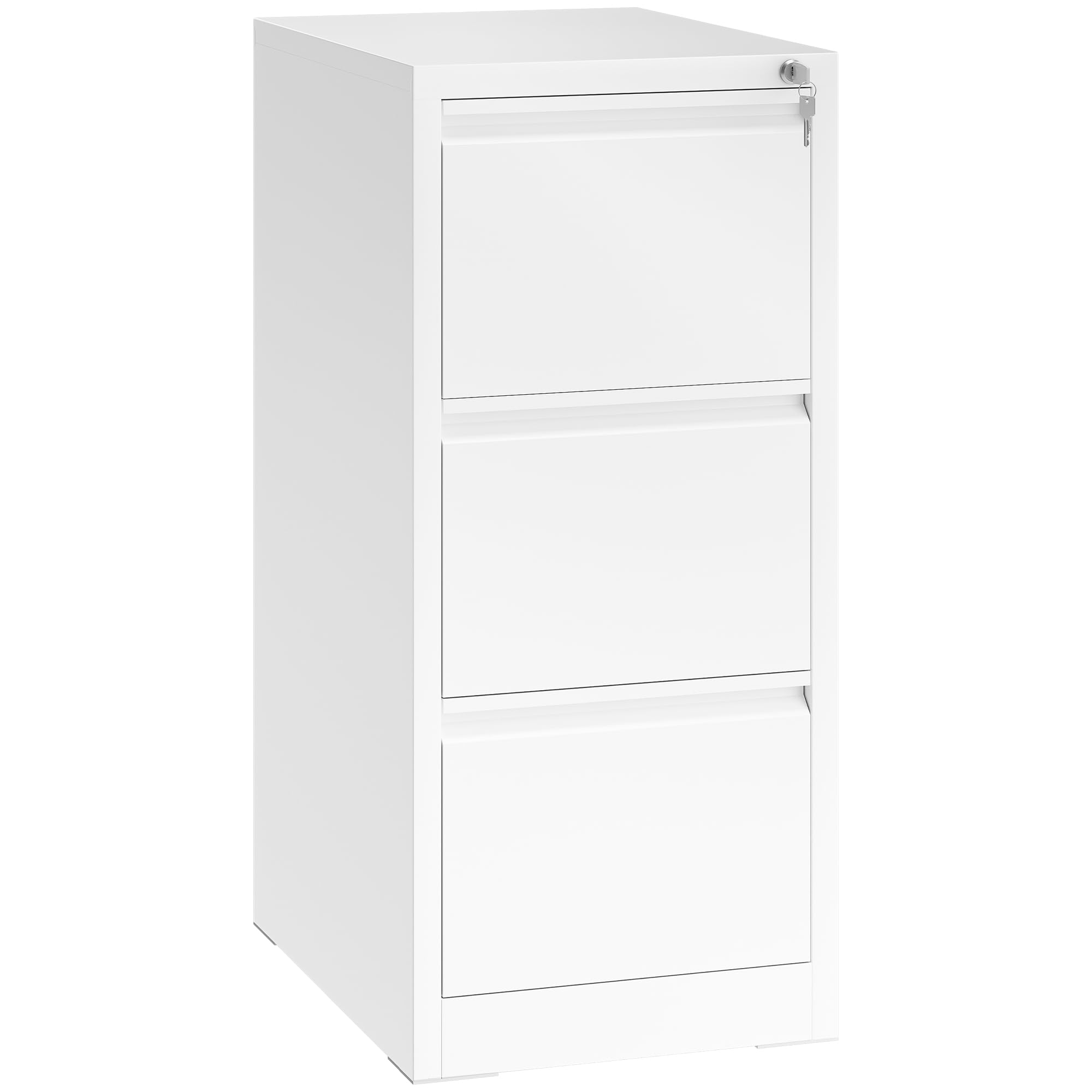 YITAHOME Aktenschrank mit 3 Abschließbaren Schubladen, Kippsicherer Rollender Aktenschrank mit Rädern für das Büro zu Hause, Unter-Pult-Aktenschränke, weiß, 62 x 45.8 x 102.5cm