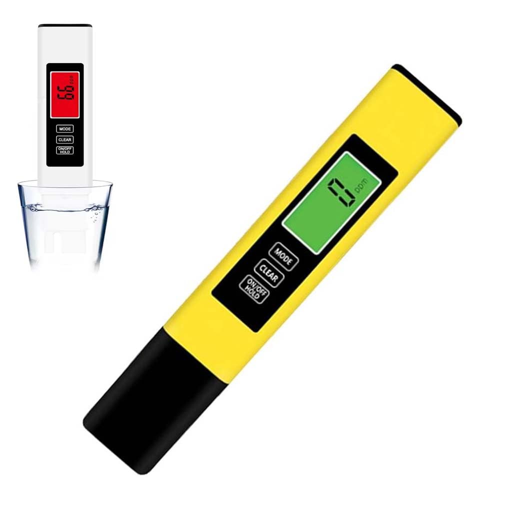 Neues 4-in-1 TDS Messgerät Digitaler Wasser Tester, Wasserqualitätstest Meter, 4 in 1 Digital TDS/EC/TEMP Wasser Tester für Trinkwasser, PPM Messgerät Wasser für Tap, Pool, Aquarium (Gelb)