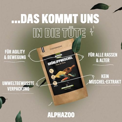 alphazoo Grünlippmuschel Hund, Katze & Meerschweinchen UVM. I Neuseeländisches Grünlippmuschel Pulver 250 g I Natürliches Gelenkpulver in Vollfett-Qualität