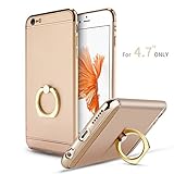 iPhone 6 Case,iPhone 6s Case,Myriann 3 in 1 Ultra Thin Hard Protective Luxury Case Cover for iPhone 6/iPhone 6s(4.7Inch)with 360 Degree Rotating Ring Kickstand(Luxury Gold)