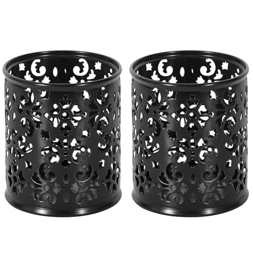 EasyPAG Black Pen Holder for Desk 2 Pack Metal Pen Holder Organizer Pencil Cup Holder for Home, Office, Classroom, School