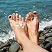 MILACOLATO 925 Sterling Silver Toe Rings for Women 18K White Gold Plated Toe Ring Adjustable Toe Band Ring Summer Beach Foot Jewelry, CZ
