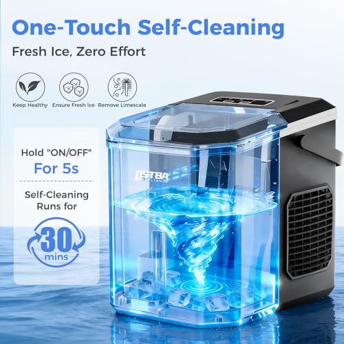 Image of OSTBA Countertop Ice Maker Machine, 26Lbs /Day, 2 Ice Sizes, Bullet Ice | 9 Cubes In 6 Min, Self-Cleaning, Portable Design, Smart Indicators, Compact For Home Kitchen RV Party