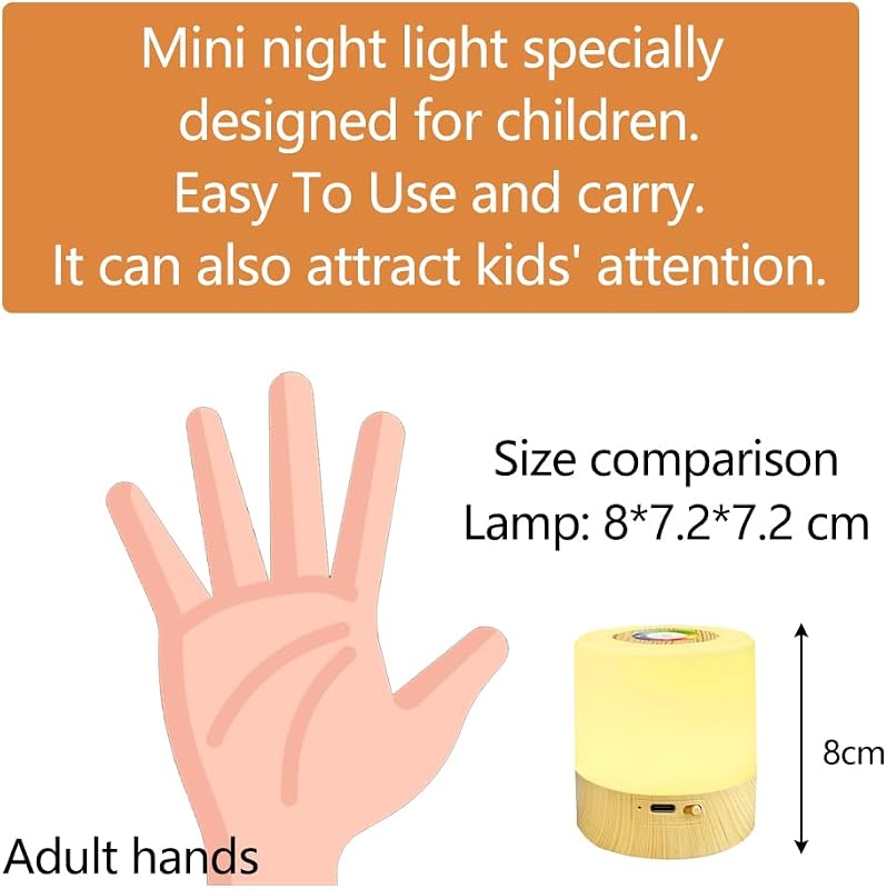 TIYUPA Mini LED Éjjeli Lámpa - Érintésvezérelt, Tölthető, Hordozható Hangulatvilágítás, 5 Fényerőszint, RGB Színváltás, Időzítő, Gyerekszobá