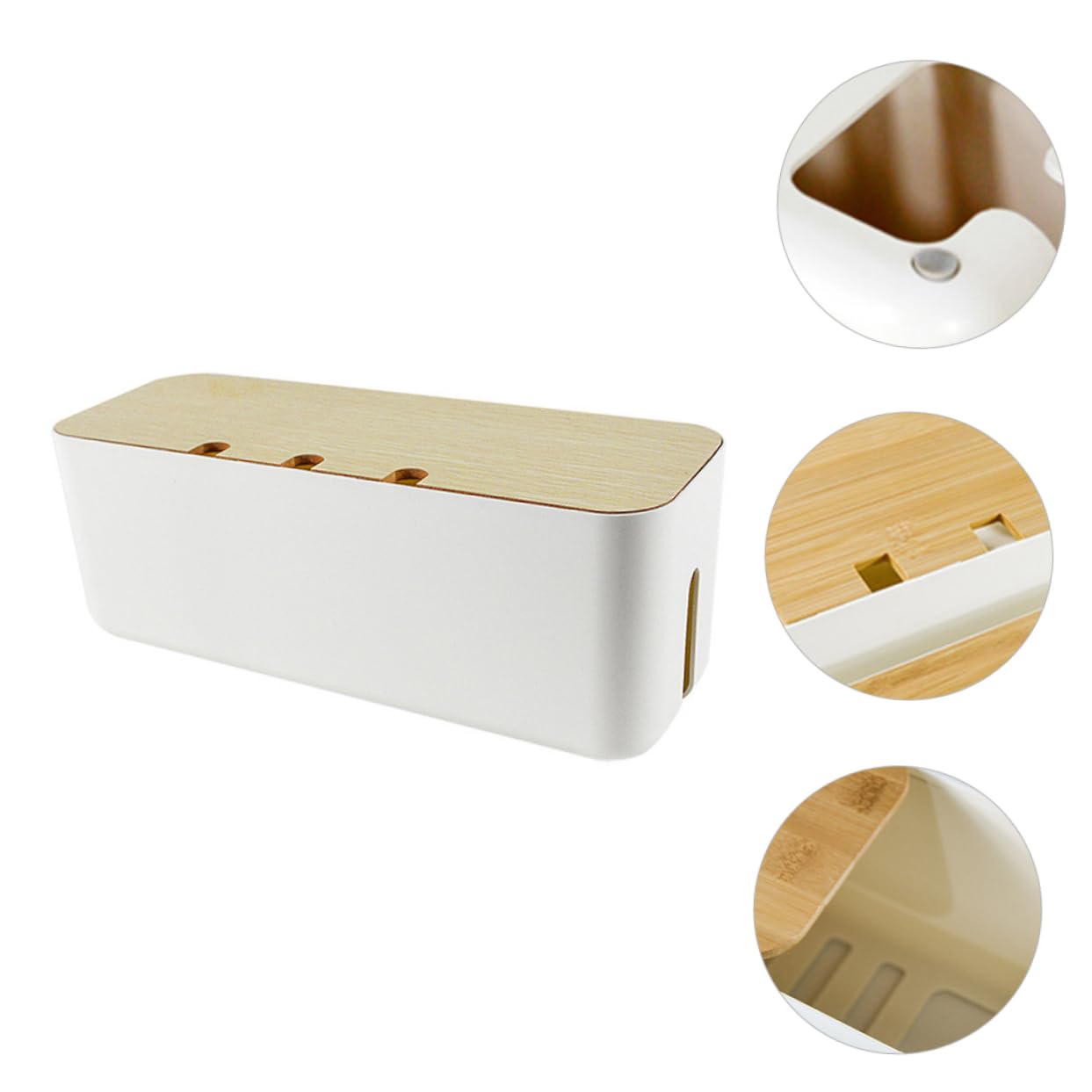 VILLCASE Caja de Almacenamiento para Cables y Regletas Color White