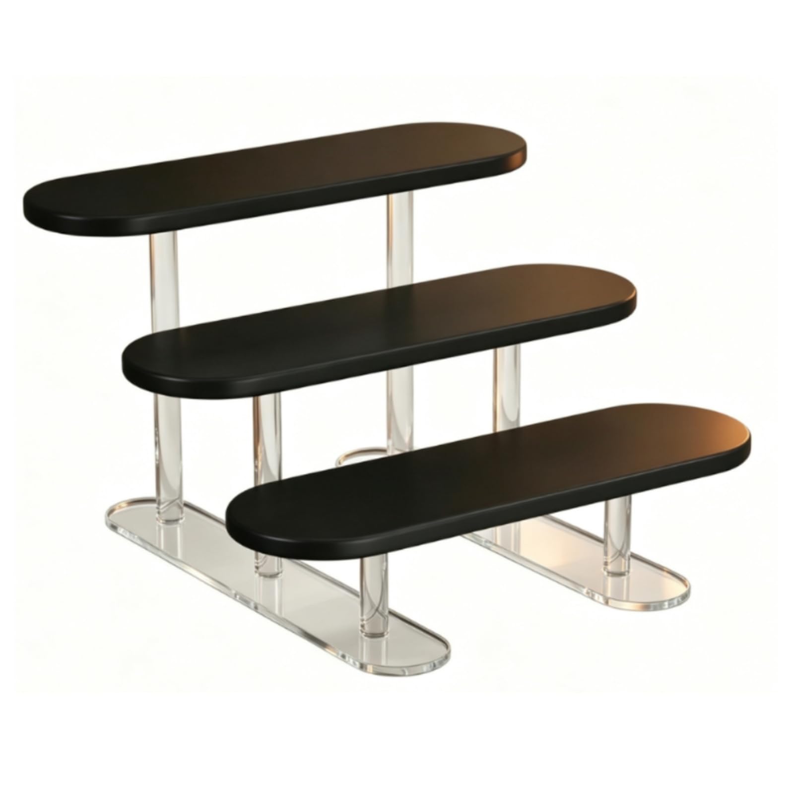 MagiDeal Présentoir à Figurines Stable aspect bois, Compact, Présentoir à 3 Niveaux, pr Bureau , Noir