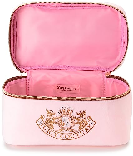 Juicy Couture Women\'s Cosmetics Bag - Travel Makeup and Toiletries Train Case Organizer, Size One Size, Light Pink - Thumbnail 5