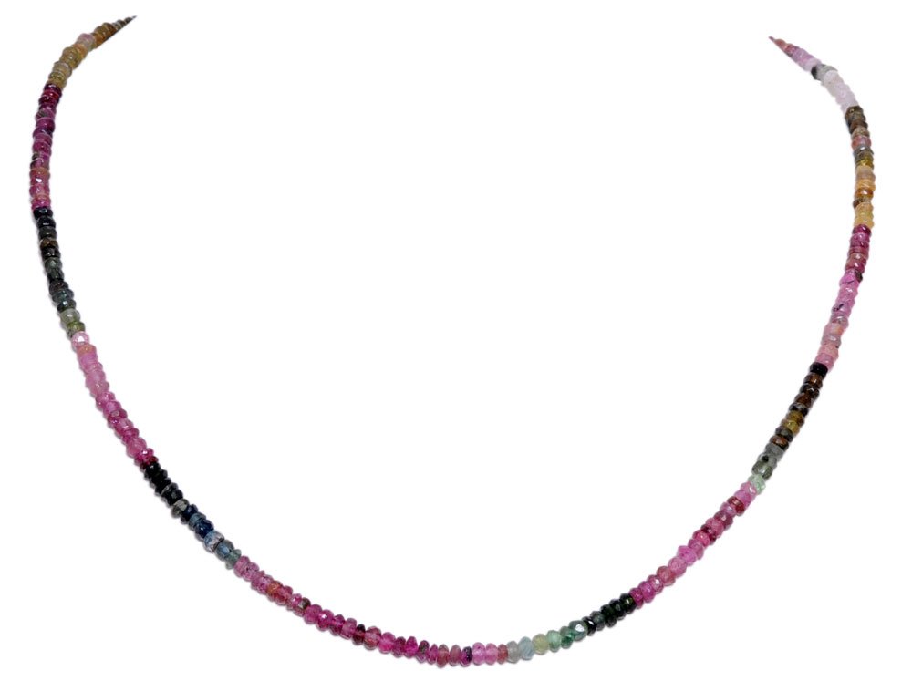 Multi Color Tourmaline Gemstone Faceted Bead Strand