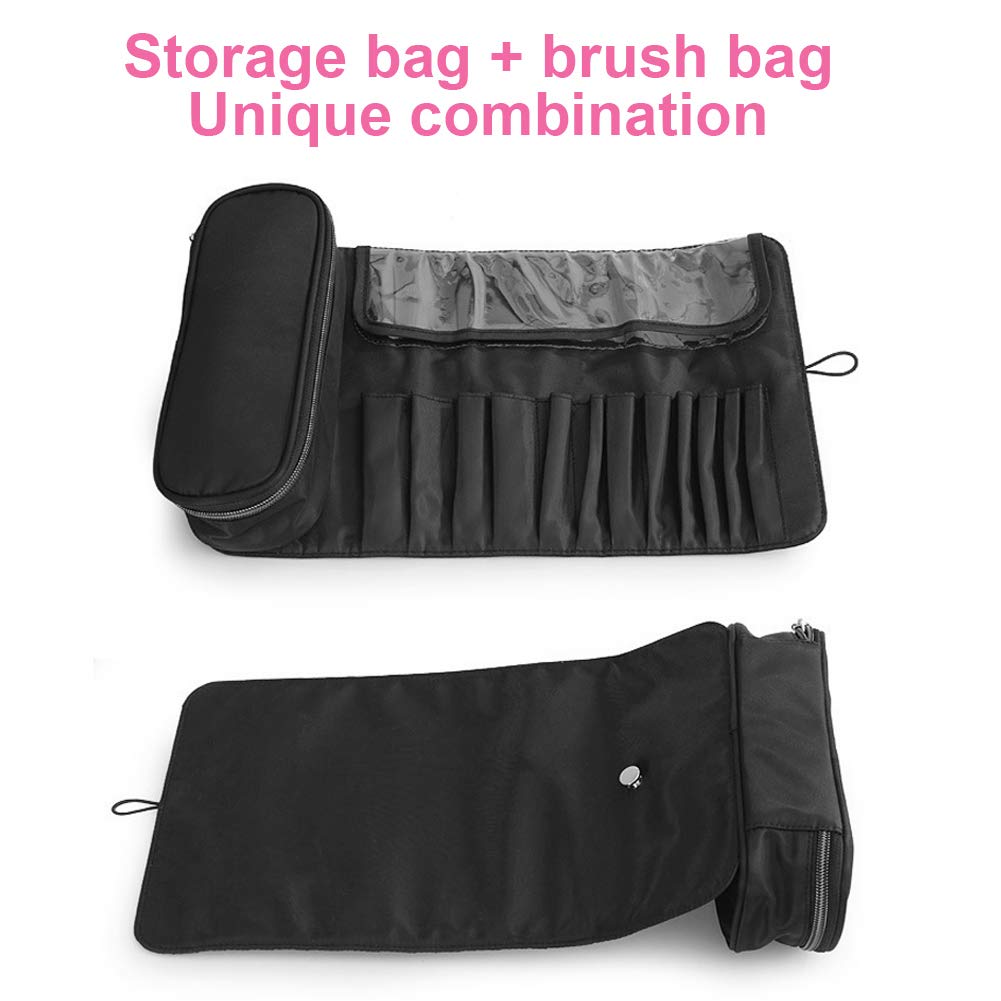 Składany organizer na kosmetyki Pędzle do makijażu Szminka Cream Beauty Tool Makeup Bag - Black