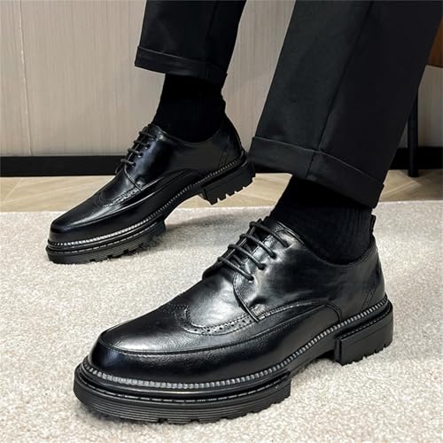 Men's Trendy Brogue Wingtip Dress Shoes Formal Business Casual Lace Up Punched Leather Oxford3