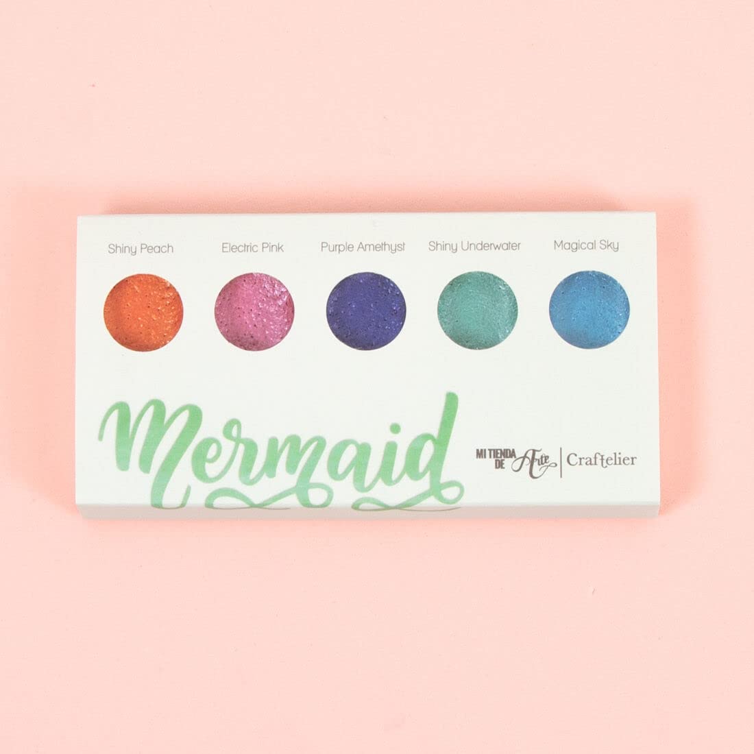 Craftelier - Set of 5 Metallic Mermaid Watercolour Colours + Brush with Water Tank - Image 2