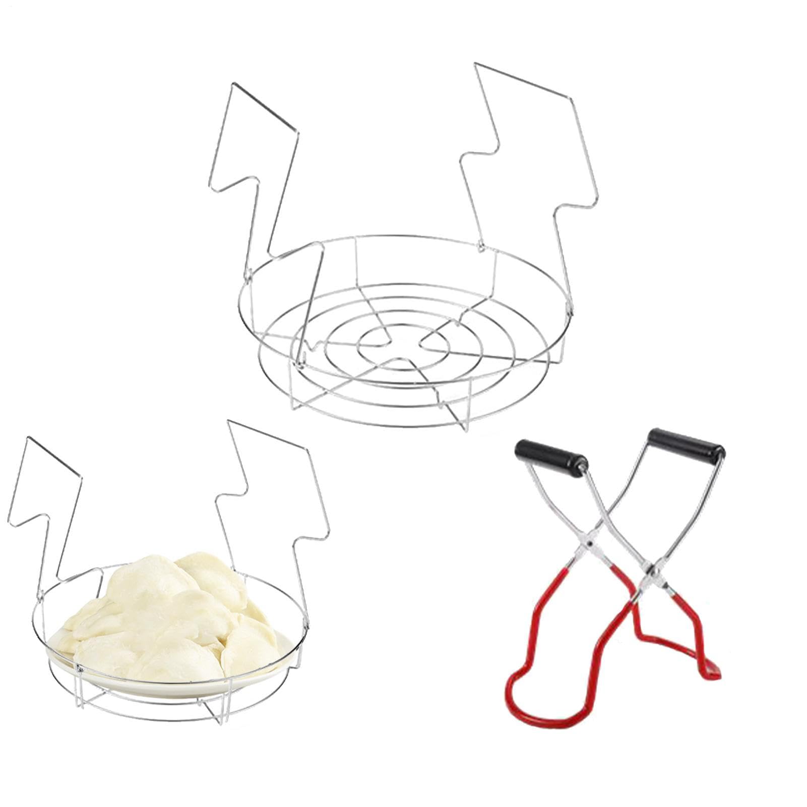 Grille pour conserves - Grilles de stérilisation en Acier Inoxydable de 2 pièces avec élévateur de bocaux, en Forme de cœur, grilles pour Vaporisateur Pliables Plates de 29 x 24,5 cm, Clip Anti-