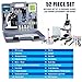 AmScope 120X-1200X 52-pcs Beginner Microscope STEM Kit with Metal Body Microscope, Plastic Slides, LED Light and Carrying Box (M30-ABS-KT2-W),White