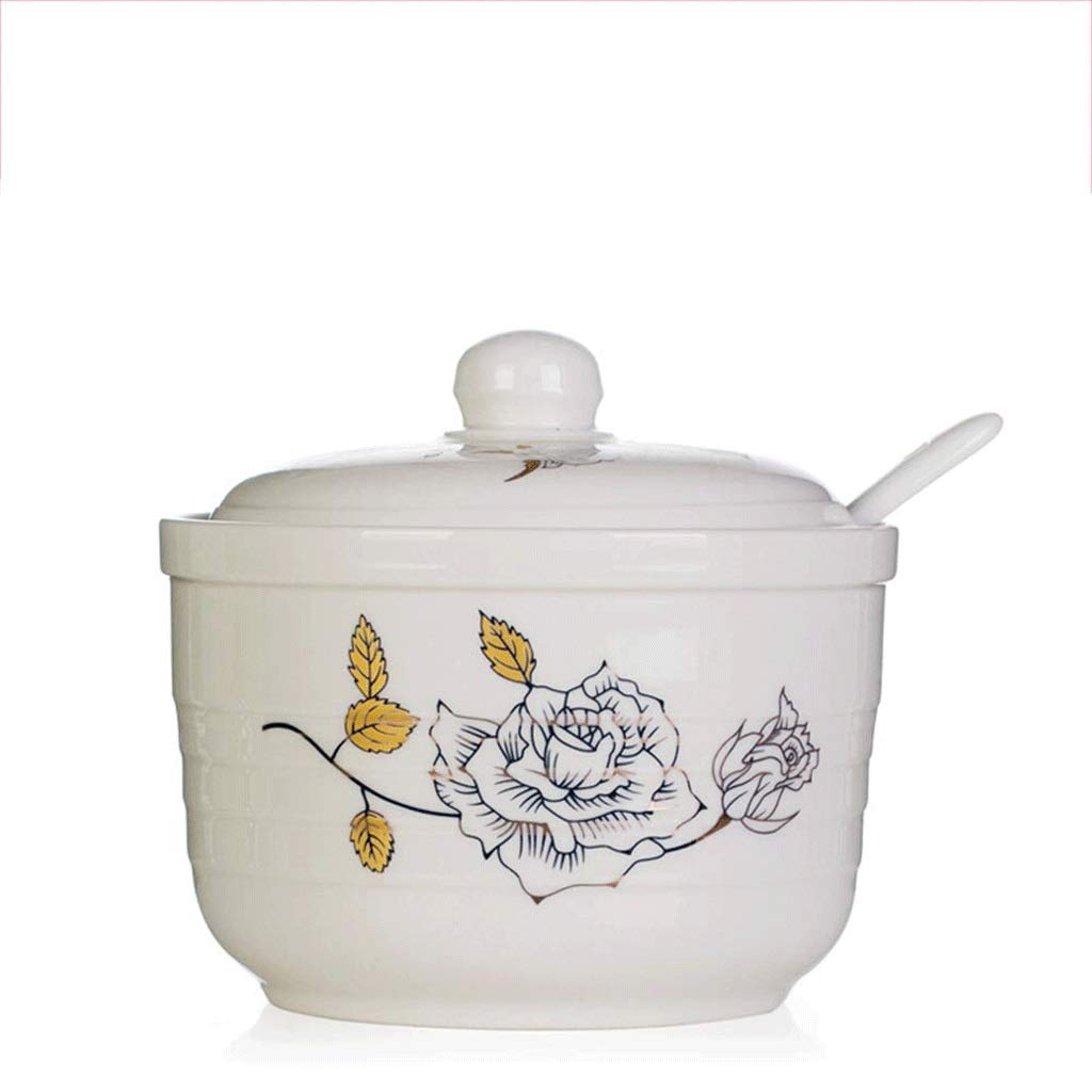 NZPOST Barattolo per spezie in Ceramica Dipinto a Mano Vintage con Coperchio, Cucchiaio, Scatola per condimenti, contenitori per spezie per Cucina e Ristorante