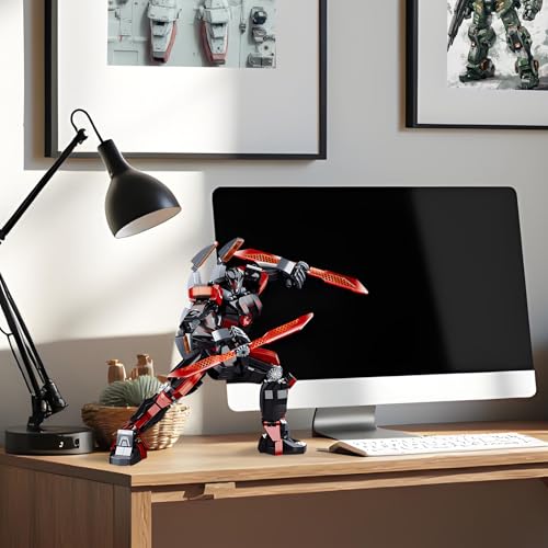Image of Black Wanderer Mech Building Set 585 Pieces Dark Robot Action Figure with 2 Weapon Modes Ronin Destroyer Model Kit Anime Gift for Adults Teens