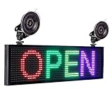 Leadleds P5 RGB Full Color LED Sign Message Board WiFi Connected Smartphone Programmable, 12V Car Cigarette Lighter 2pcs Suction Cups Car Window Storefront