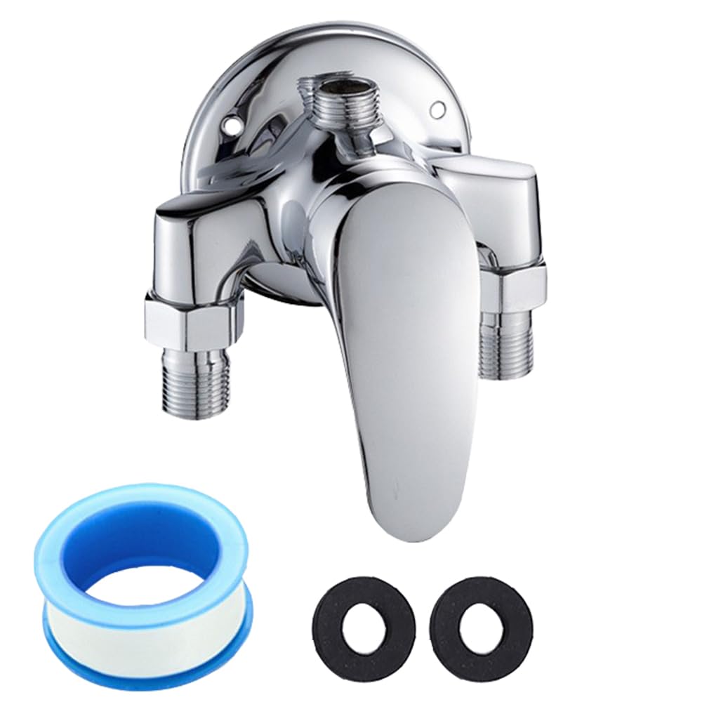 Válvula mezcladora de agua fría caliente con rosca macho G1/2 pulgadas, válvula desviadora de ducha de cobre, llave de ducha e interruptor de control, pistola pulverizadora montada en la pared
