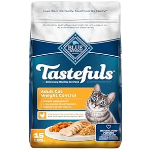 Blue Buffalo Tastefuls Natural Food for Adult Cats, Weight Control, 15-lb. Bag