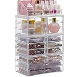 Sorbus Cosmetic Makeup and Jewelry Storage Case Tower Display Organizer - Spacious Design - Great for Bathroom, Dresser, Vanity and Countertop (Clear)