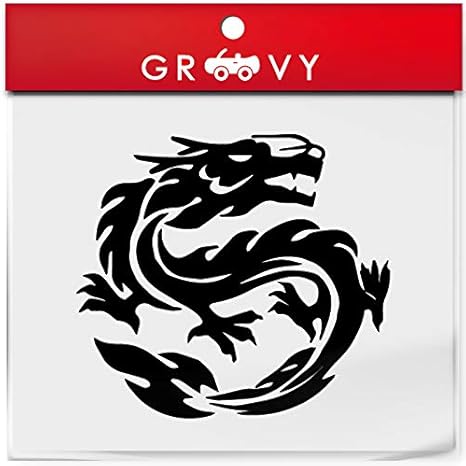 Amazon 龍 ドラゴン 龍神 ステッカー Ver4 竜 開運 お守り 風水 かっこいい かわいい おしゃれ 車 ブランド アウトドア シール おもしろ グッズ 16 ブラック ステッカー デカール 車 バイク