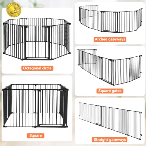 COMOMY 30" Tall Extra Wide Baby Gate, Auto Close, 3 in 1 Stair & Door Safety, Black