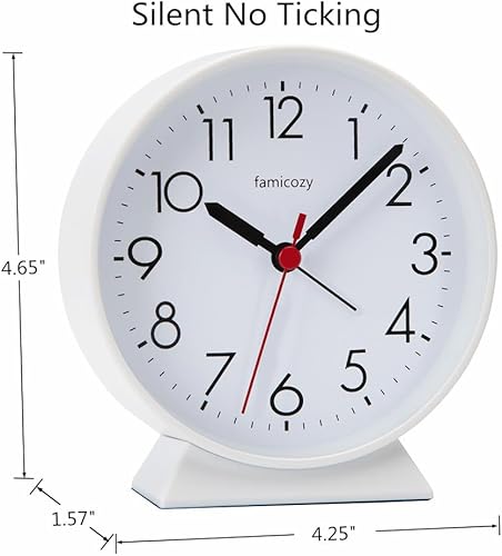 Miniatura 3 de Reloj despertador analógico silencioso sin tictac, fácil de leer, operación simple, alarma Crescendo, luz de repetición, funciona con 1 pila AA,