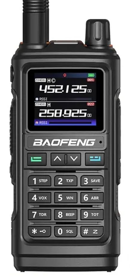 Baofeng UV-17 Pro GPS Walkie Talkie Impermeable con GPS, Copia de Frecuencia, Tri-Banda, Tipo-C y Alcance de 16 KM para Radioaficionados (Negro, con Antena 771)