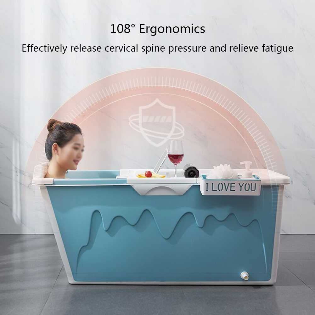 FAXIOAWA Bañera Plegable Rectangular Independiente Antideslizante para Adultos, fácil de almacenar, Resistente a Altas temperaturas
