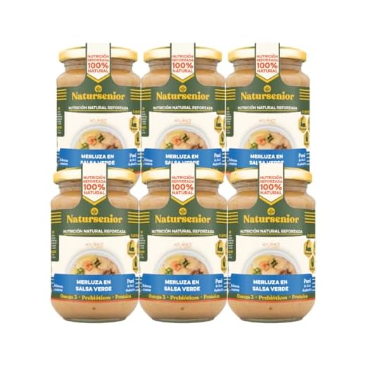 Natursenior - Pack Pure Merluza en Salsa Verde x6 - Comida Natural Triturada para Mayores - Recetas Caseras y Enriquecidas - 340g