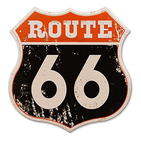 Vintage Road Signs Room Decor Retro U.S. 66 High Way Road Metal Tin Sign For Home Street Sign Bedroom Garage Decorations 1 Pces 12×12 Inch Cover