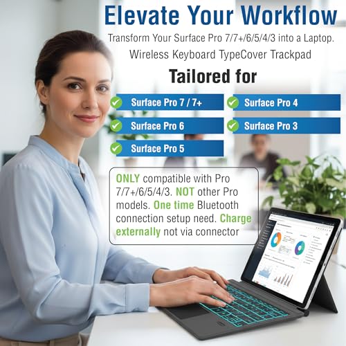 Image of Bluetooth Keyboard Type Cover for Surface Pro 7 /7+ /6 /5 /4 /3