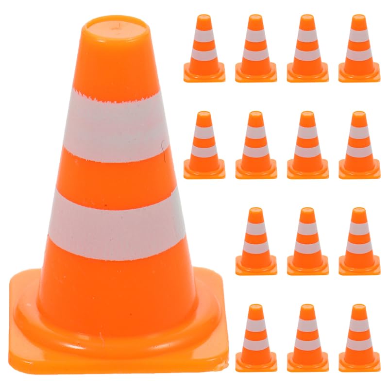 Garneck 80pcs Mini Traffic Cones Plastic Road Signs Toys Gifts for Kids Realistic Construction Educational Scene Props Indoor Outdoor Play Sand Table Engineering and Cognitive Learning
