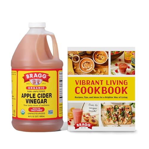 Bragg Organic Apple Cider Vinegar 64oz Cookbook Bundle – USDA Certified Organic – All Natural Ingredients
