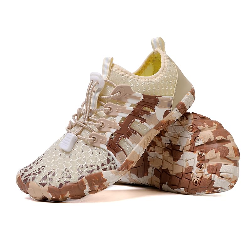 Men's Camouflage Water Shoes, Quick Dry Barefoot Sneakers, Surf Climbing Riding Breathable (Sandy Soil Color, Adult, Men, 7.5, Numeric, US Footwear Size System, Medium) 6