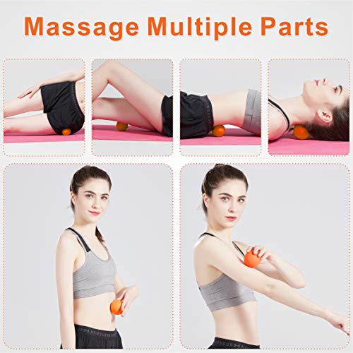 MRELC Massage Lacrosse Balls for Myofascial Release of Shoulders, Neck, Back, Foot, Body, Deep Tissues, Trigger Point Therapy, Muscle Knots, and Yoga Therapy, 2 Packs (Orange and Green)