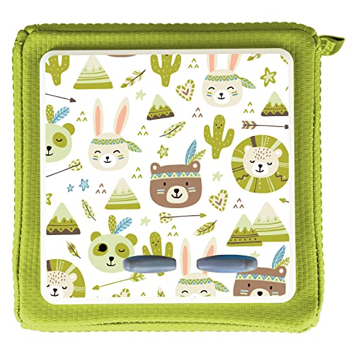 MeinBaby123® Schutzfolie kompatibel mit Toniebox | Schutzcover selbstklebend | Premium Qualität | Aufkleber passgenau I Folie Sticker I Toniebox Zubehör (Boho Tiere Grün)