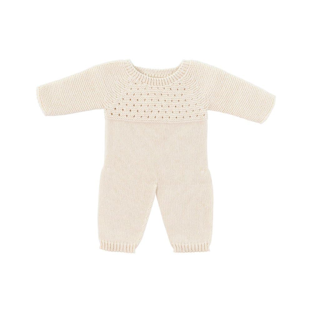 Miniland Clothes for Dolls 15 3/4'' Knitted Pajama White Color - ECO, Made in Spain, Quality, Role Play, Educational