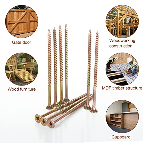 GOYADA 150Pcs Wood to Concrete Screws 5mm x 100mm Gold, External Decking for Chipboard, Home DIY Construction Repair 7 GOYADA 150Pcs Wood to Concrete Screws 5mm x 100mm Gold, External Decking for Chipboard, Home DIY Construction Repair - Image 7