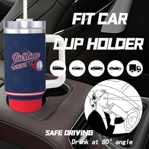 Image of Boston 30 oz Tumbler with Handle and Straw,Car cup,Coffee Mug,100% Leakproof Insulated Tumbler with Lid and Straw,Made of Stainless Steel,Cup Holder Friendly Base,Classic Collection Gifts for Fans