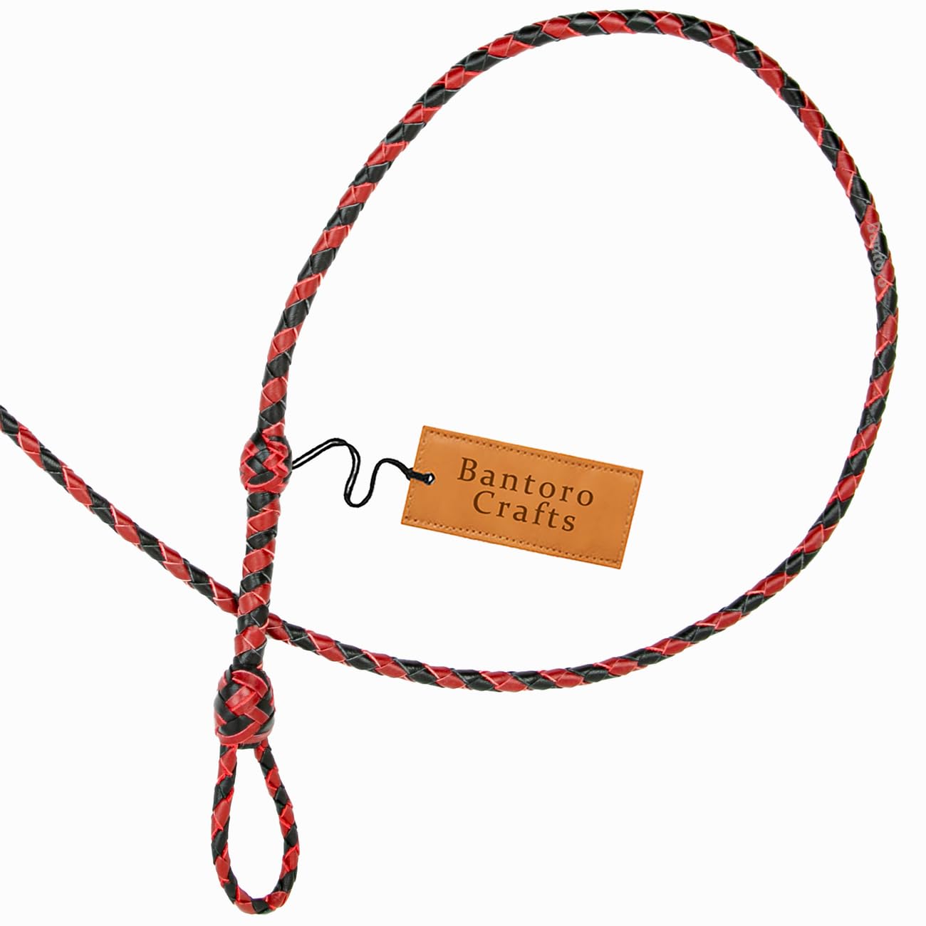 Mini látigo de piel de bolsillo rojo y negro de 91 cm de longitud, látigo miniatura de color marrón