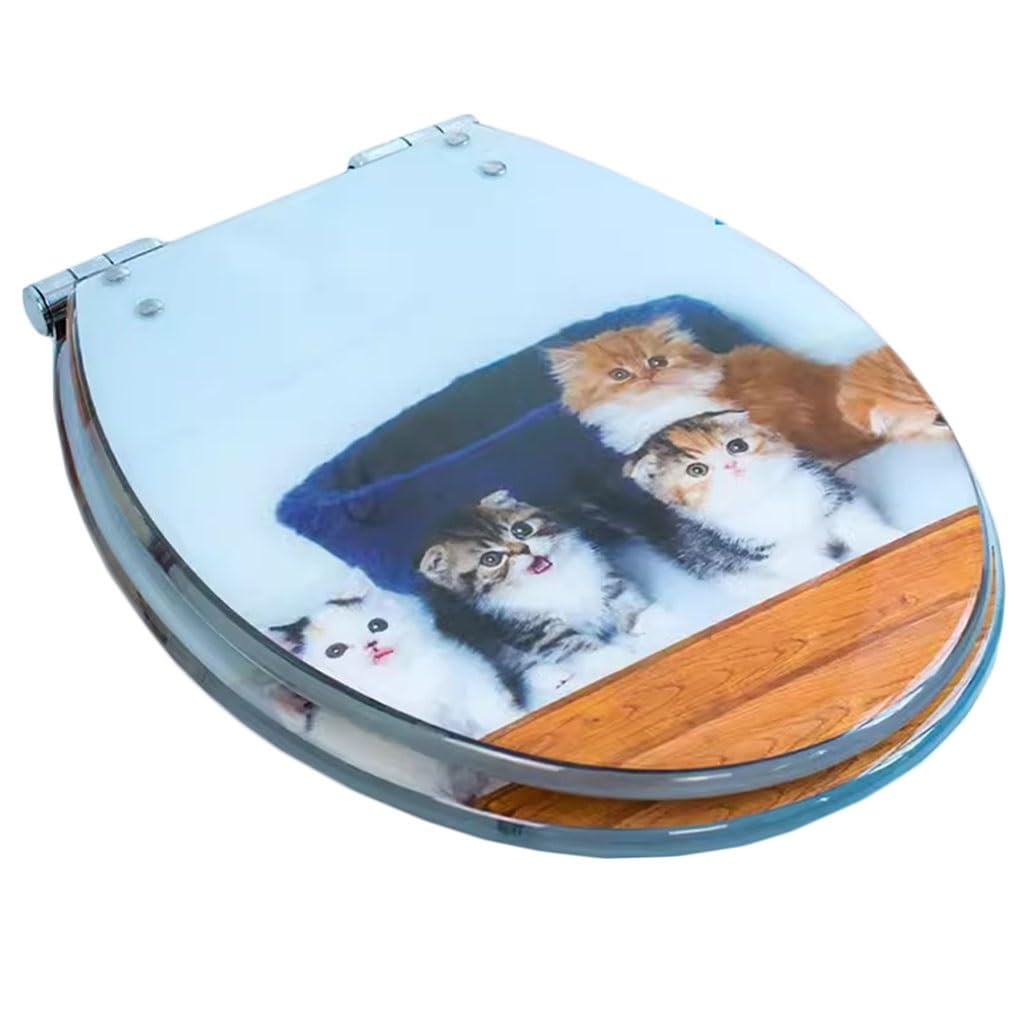 Siège de toilette facile à installer avec abattant WC chat coloré