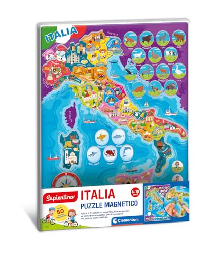 Clementoni Sapientino - Italia, Puzzle Magnetico, 4 Giochi in 1,