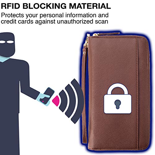 Image of Travel Document Organizer - RFID Passport Wallet Case Family Holder Id Wristlet